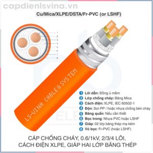 Cáp chống cháy LS VINA 0.6/1kV 2/3/4c Cu/Mica/XLPE/DSTA/Fr-PVC (LSHF)
