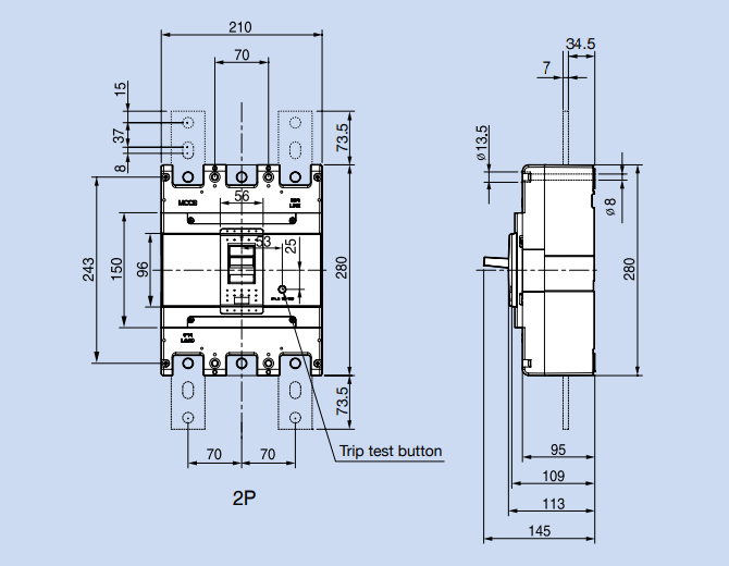 Kích thước Aptomat LS ABN802c 500A